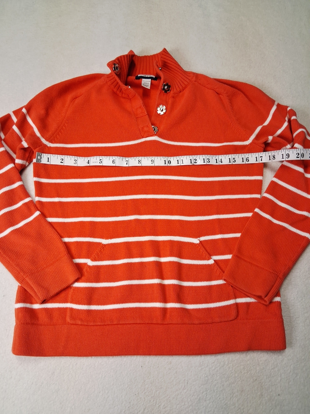Izod Orange & White Striped Cowl Neck Sweater - Picture 2 of 5
